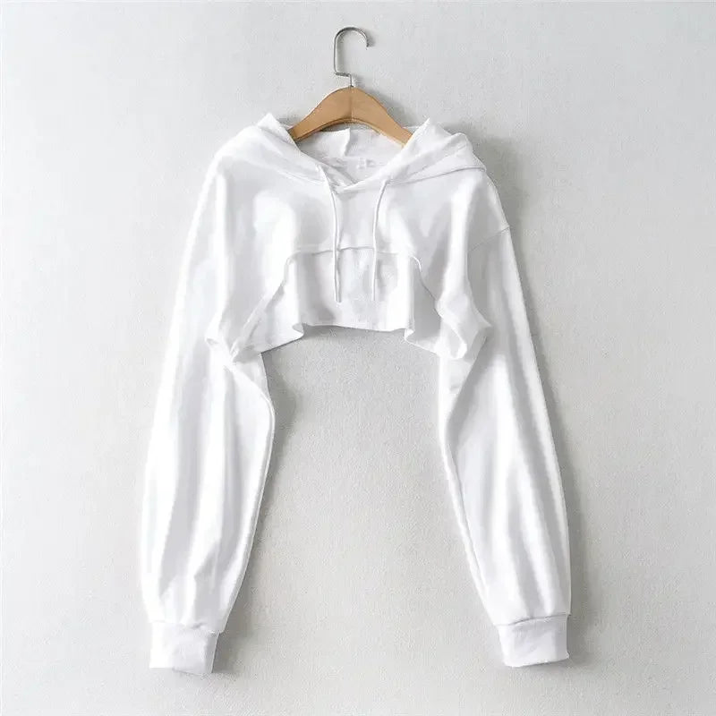Chic Y2K Irregular Crop Hoodie for Trendy Women ATHLEXES