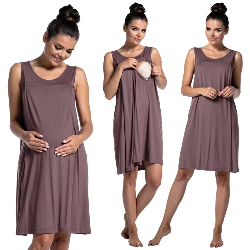 Elegant Maternity Nursing Gown for Comfortable Care ATHLEXES