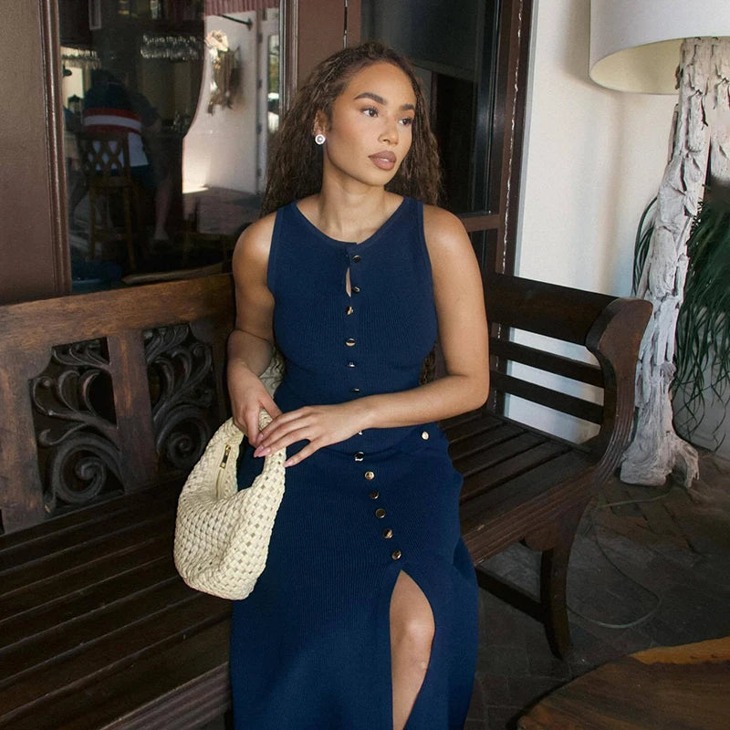 TARUXY Elegant High Waist Ribbed Knit Dress ATHLEXES