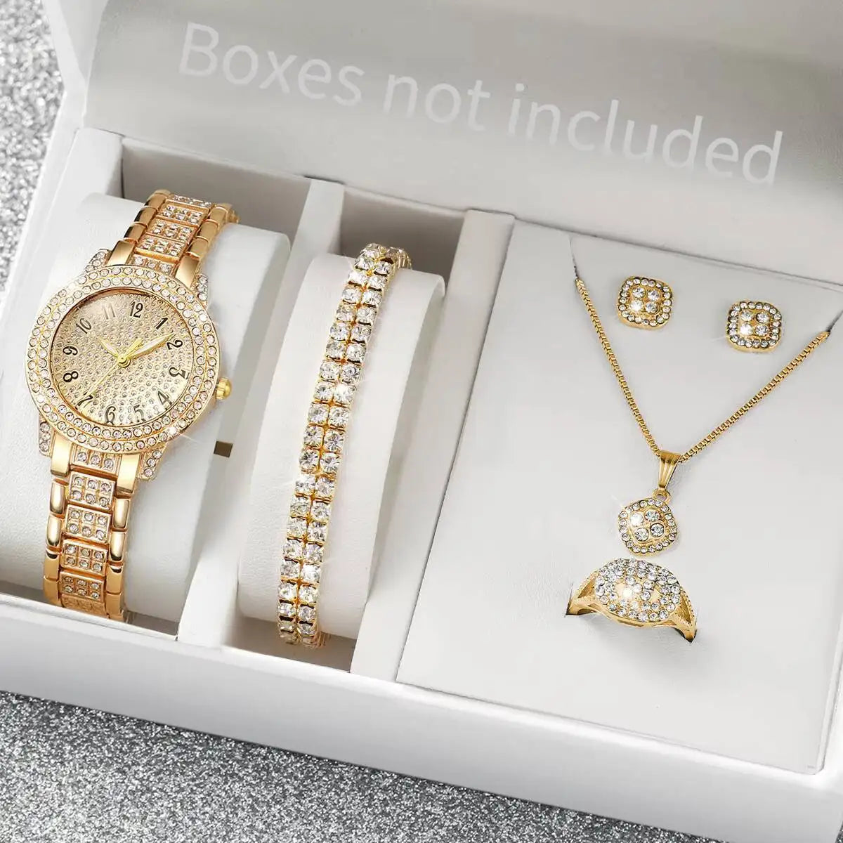 Diamond Elegance Quartz Watch Set for Women ATHLEXES