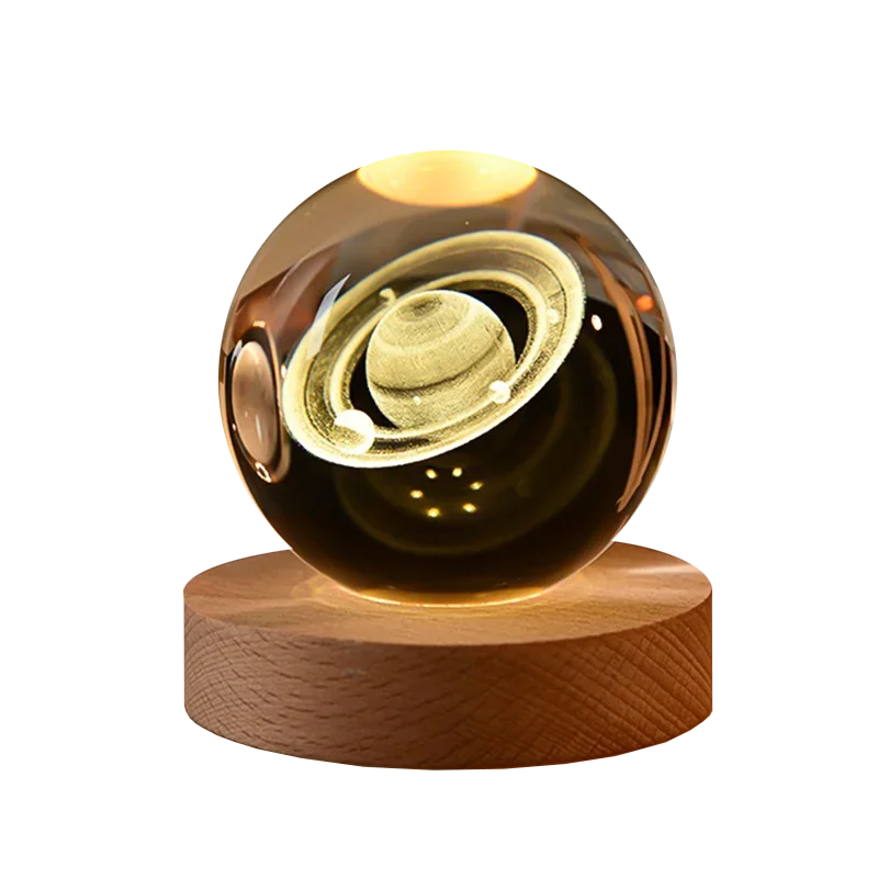 Galactic Saturn Crystal Ball with Wooden Base ATHLEXES