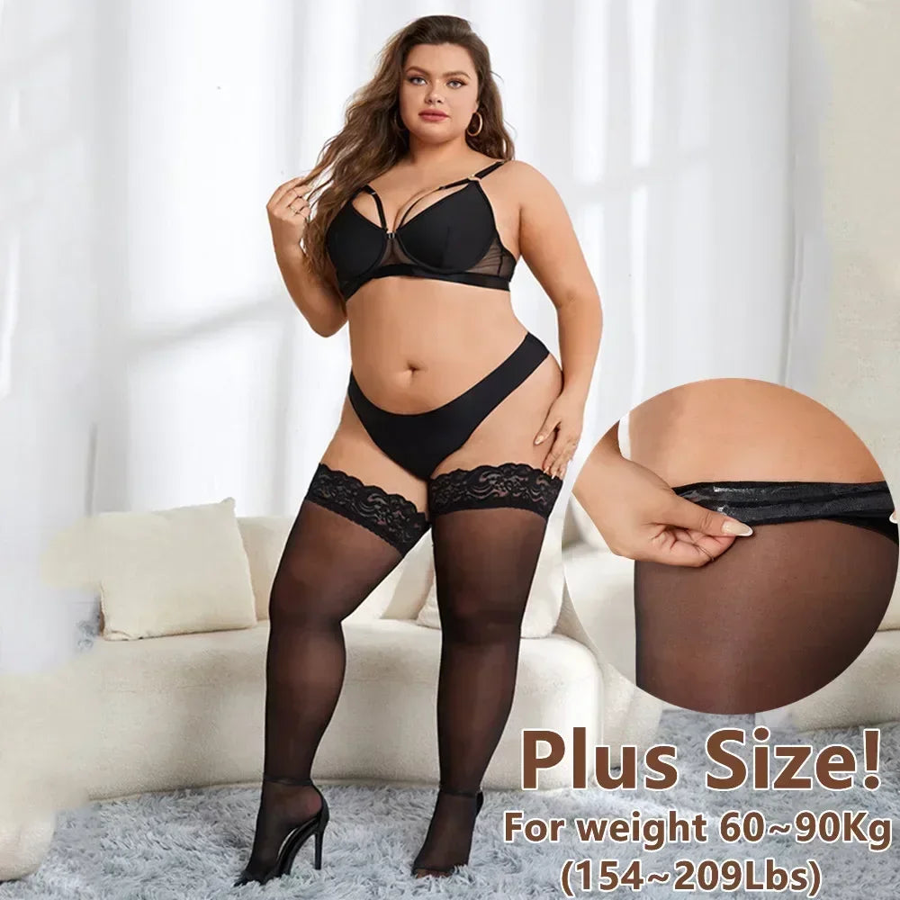 Luxe Lace Plus Size Stay-Up Thigh High Socks ATHLEXES