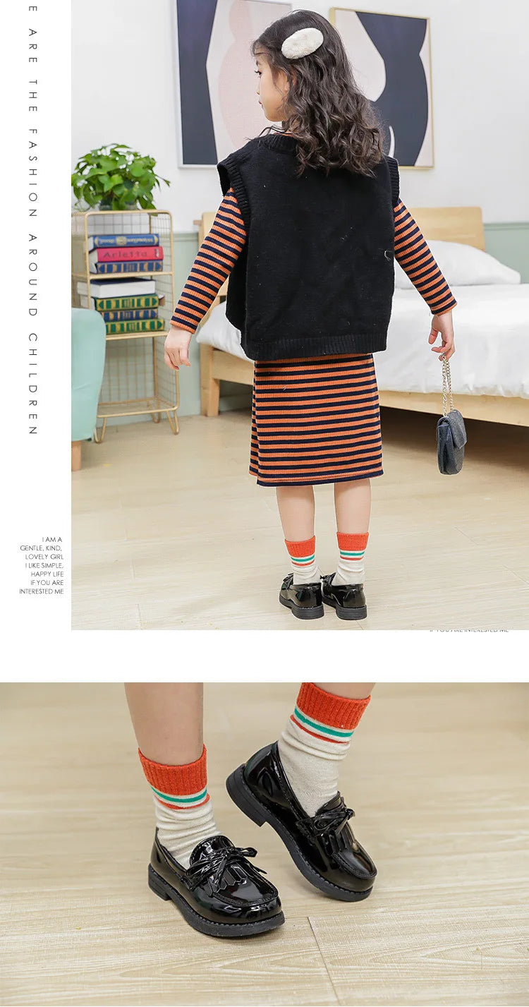 Elegant Bow-Knot Leather Flats for Girls' Events ATHLEXES