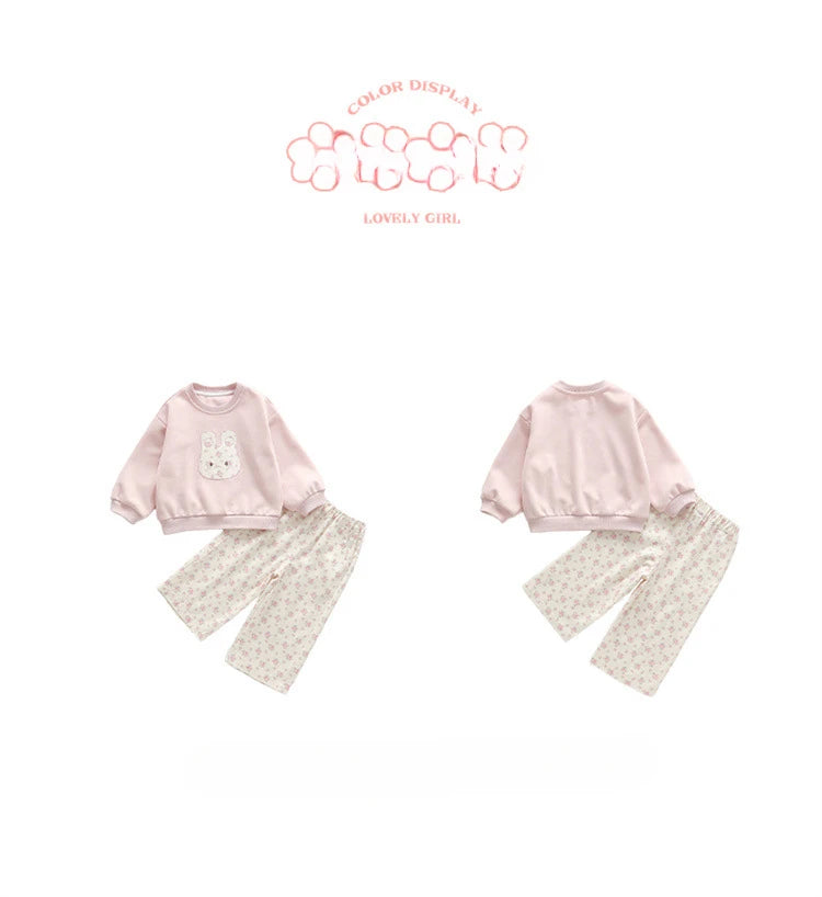 Floral Bunny Hoodie and Trousers Set for Girls ATHLEXES