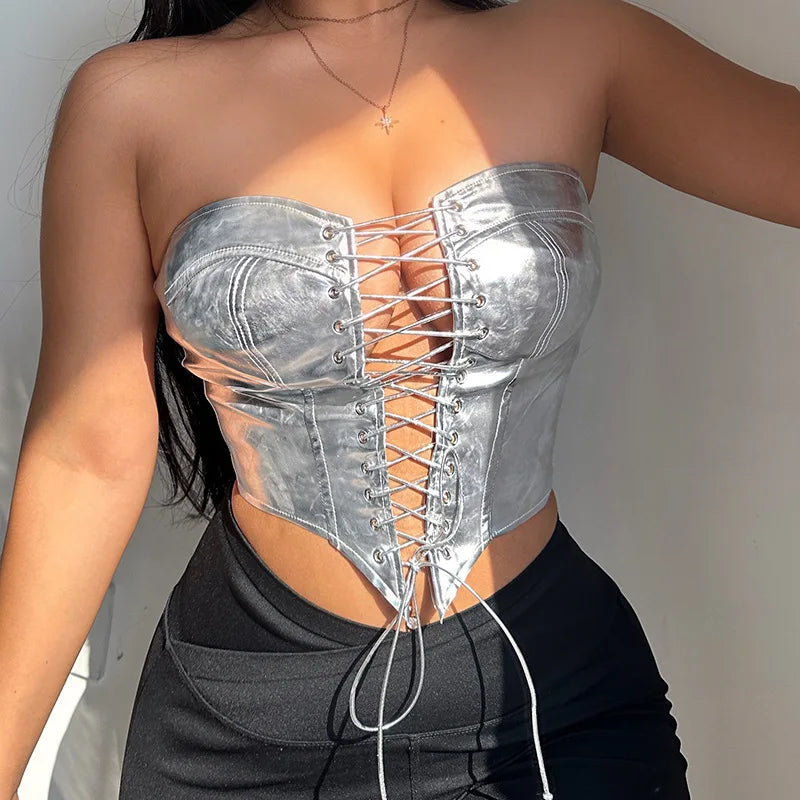 Goddess Glam Metallic Corset Top ATHLEXES