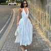 Chic White Backless Halter Dress for Summer Events ATHLEXES