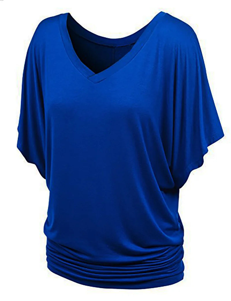 Chic Summer V-Neck Batwing Tee for Women S-5XL ATHLEXES