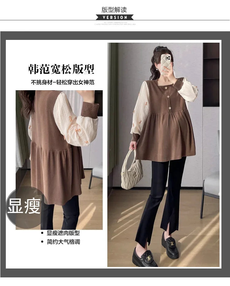 Chic Spring Maternity Patchwork Blouse ATHLEXES