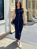 Elegant Knit Ribbed Maxi Dress with Pockets ATHLEXES