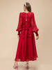 Elegant Red Chiffon Party Dress for Women ATHLEXES