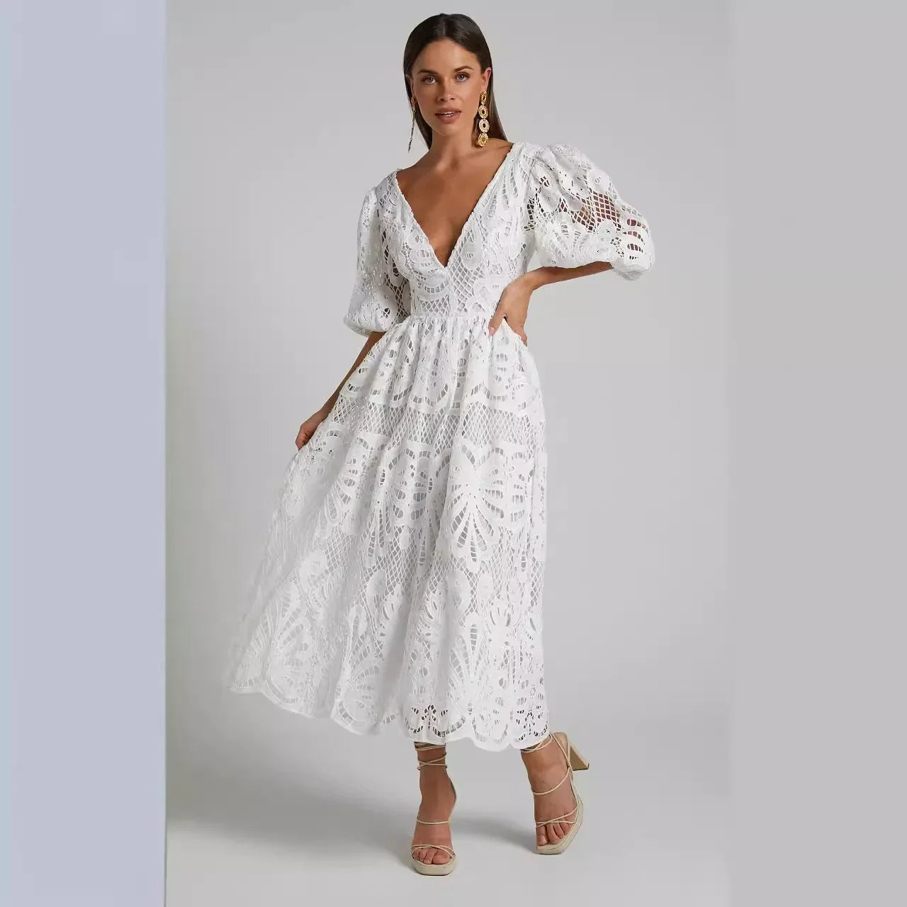 Elegant Lace Embroidered Summer Dress ATHLEXES