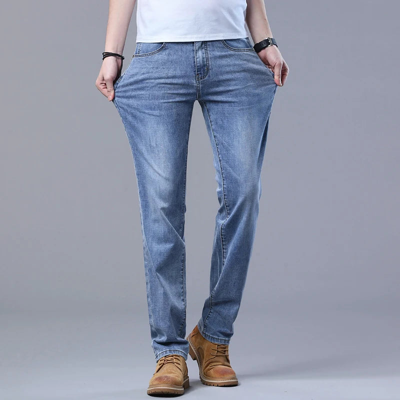 Light Blue Slim Fit Stretch Jeans for Men ATHLEXES
