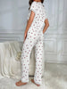 Chic Heart Print Lace Trim Pajama Set for Women ATHLEXES