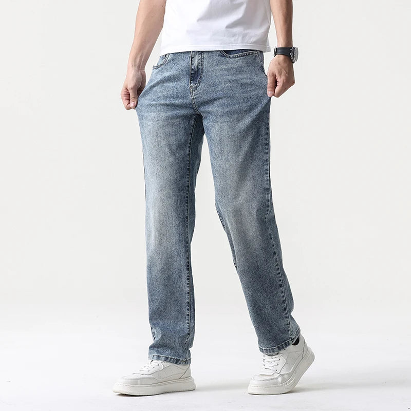 Retro Blue Wide Leg Denim Jeans for Men ATHLEXES