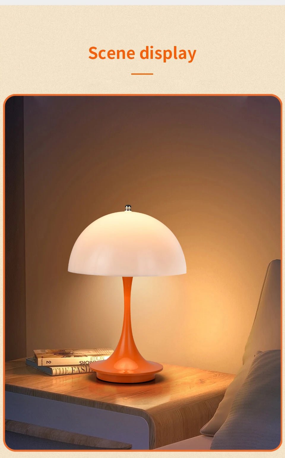 LED mushroom small table lamp portable USB charging dimmable flower bud lamp bedroom bedside lamp ATHLEXES