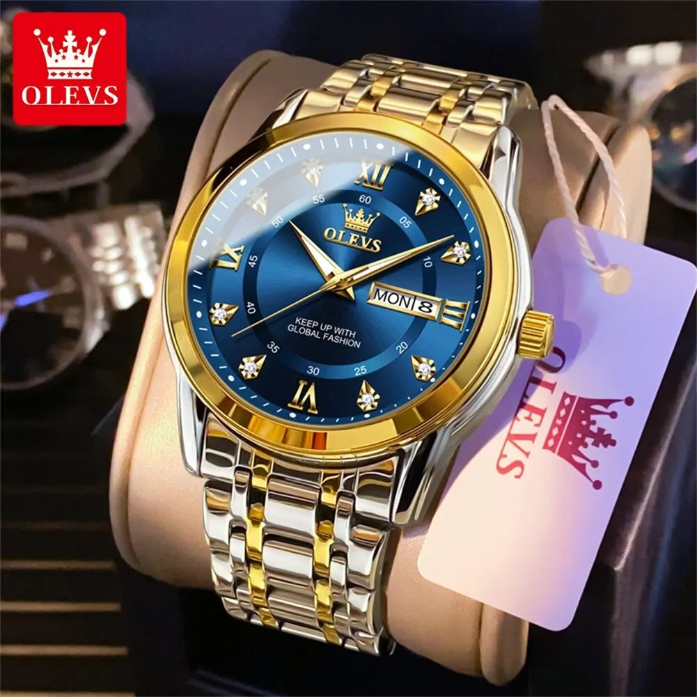OLEVS Luxury Diamond Quartz Watch for Men ATHLEXES