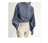 Elegant Lantern Sleeve Blouse for Women - Autumn Winter Office Chic ATHLEXES