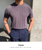 Korean Business Casual Summer Knit T-Shirt for Men ATHLEXES