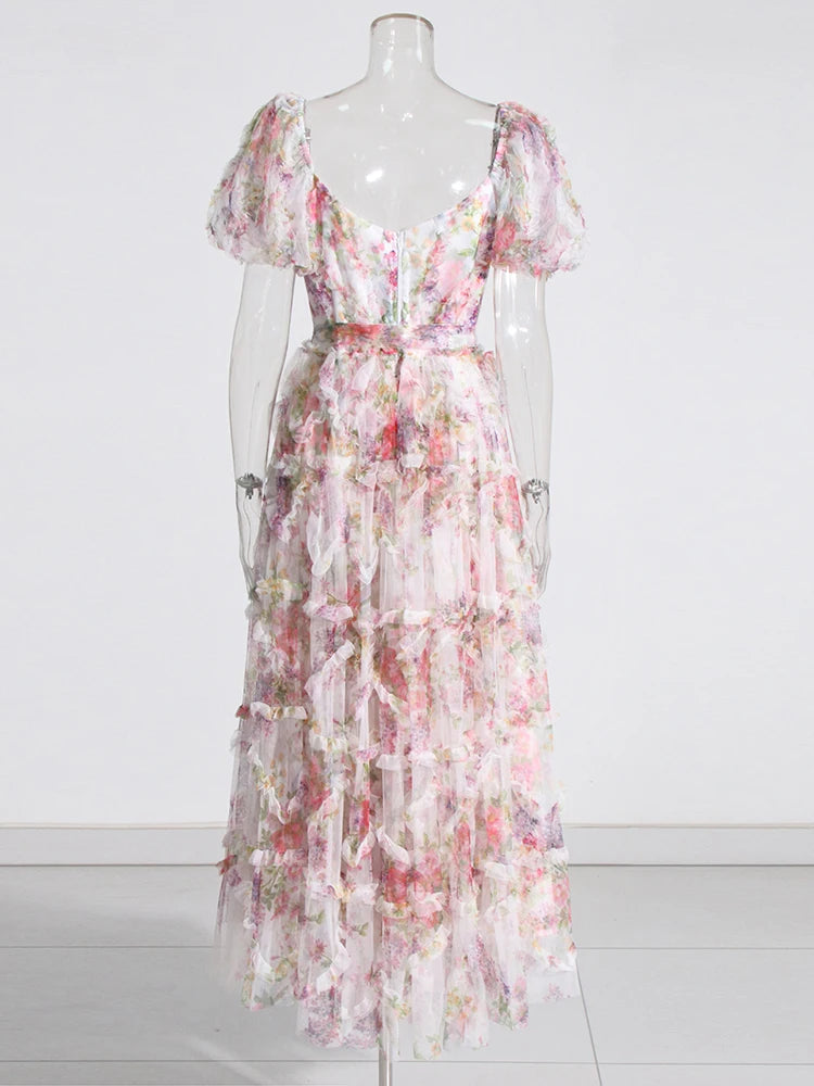 Chic Floral Patchwork Mesh Dress for Women ATHLEXES
