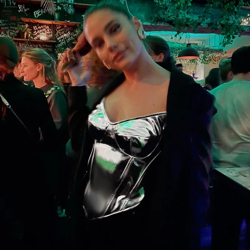 Goddess Glam Metallic Corset Top ATHLEXES
