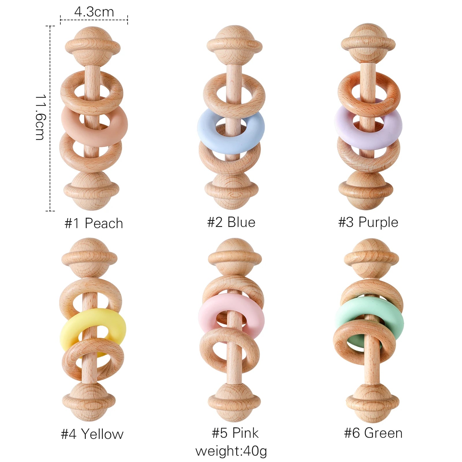 EcoBaby Wooden Rattles and Silicone Teether Set for Infants ATHLEXES