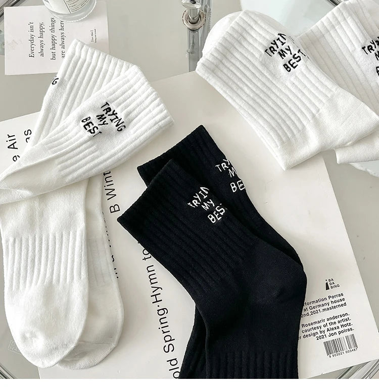 Japanese Style Embroidered Women Crew Socks ATHLEXES