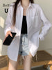 Beiyingni 2024 Spring Autumn Women's Oversized Blouse with Pockets ATHLEXES