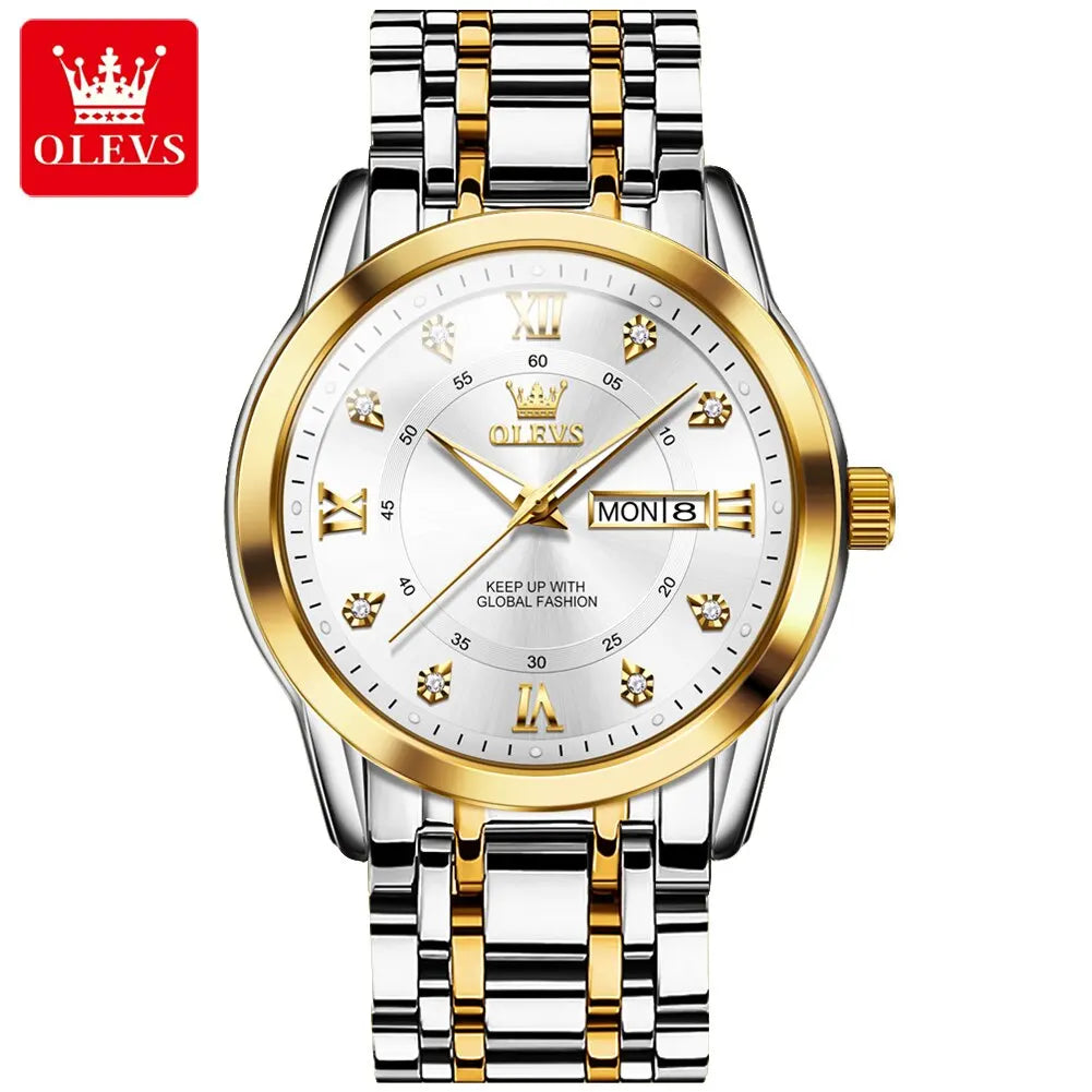 OLEVS Luxury Diamond Quartz Watch for Men ATHLEXES