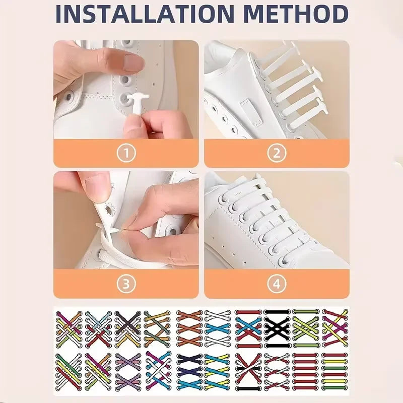 No-Tie FlexiShoelaces 16pcs for Sneakers & Sports ATHLEXES