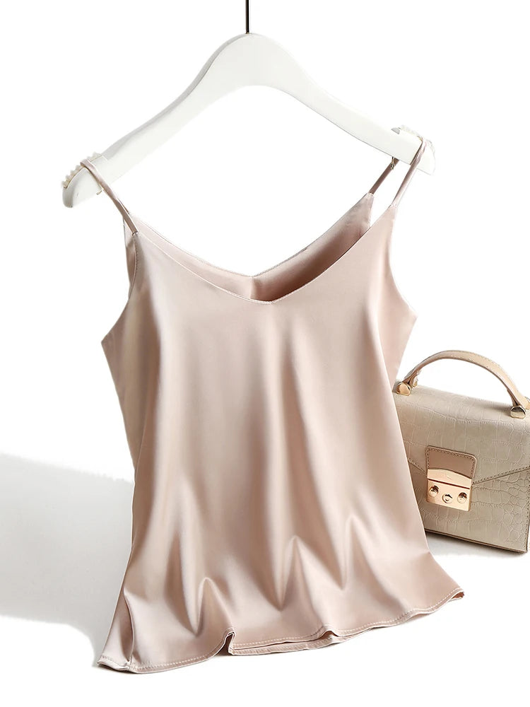 Silk Elegance V Neck Halter Cami Top for Women ATHLEXES