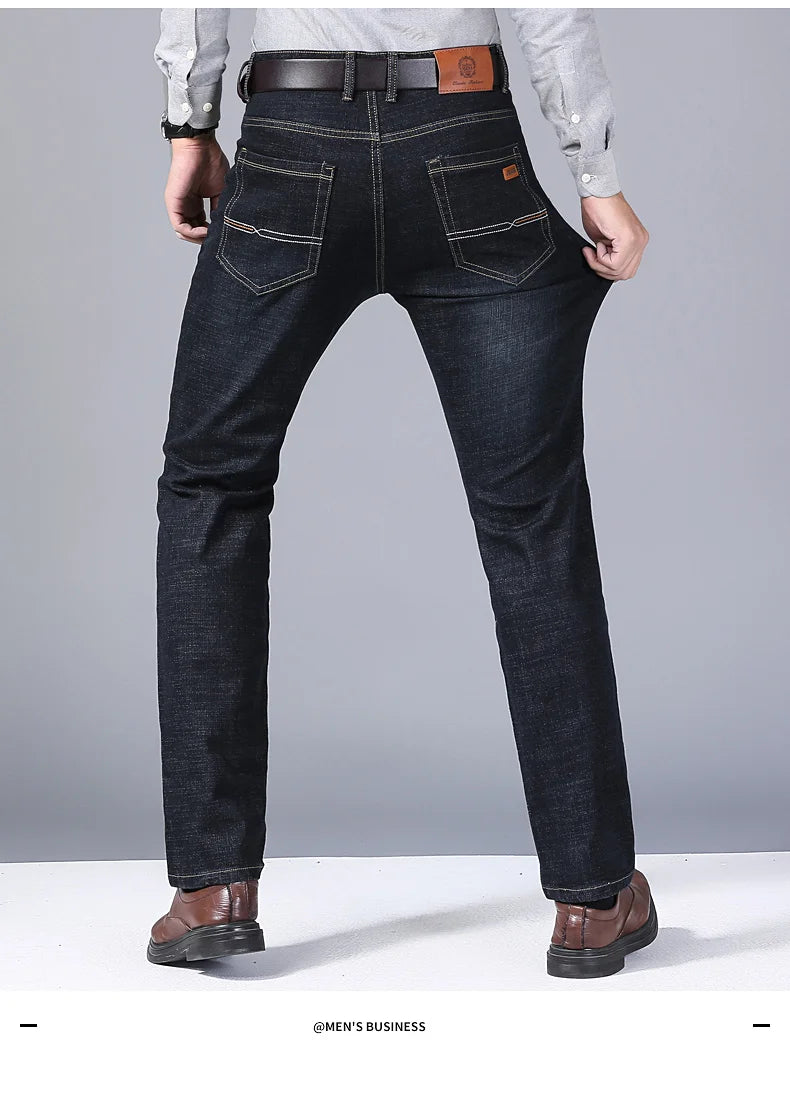 Classic Slim Fit Black Biker Jeans for Men ATHLEXES