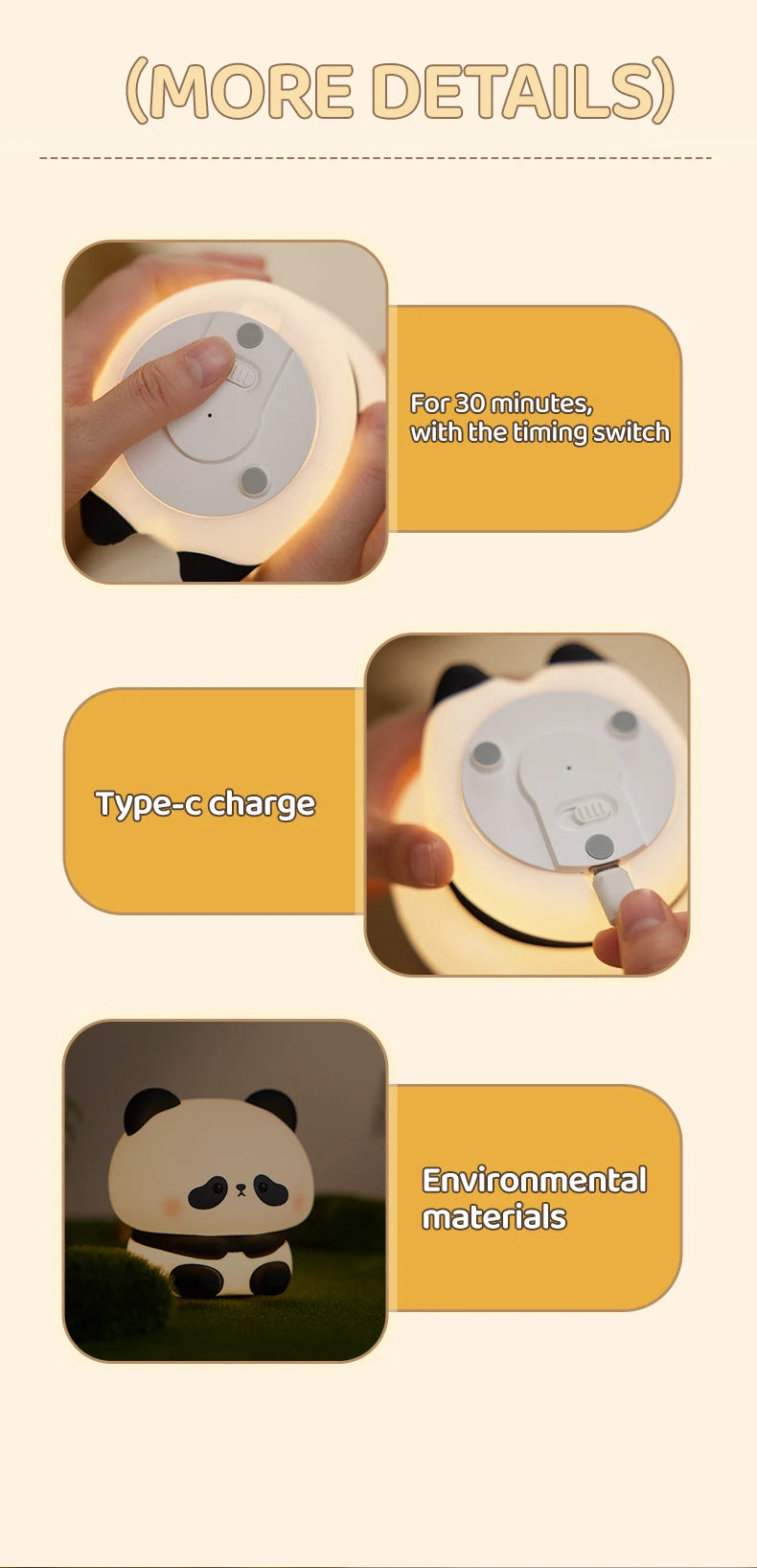 Panda Glow LED Night Light for Kids' Rooms ATHLEXES