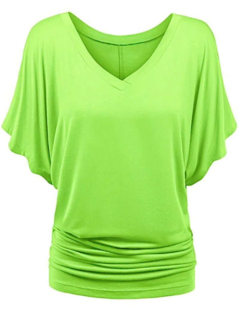 Chic Summer V-Neck Batwing Tee for Women S-5XL ATHLEXES