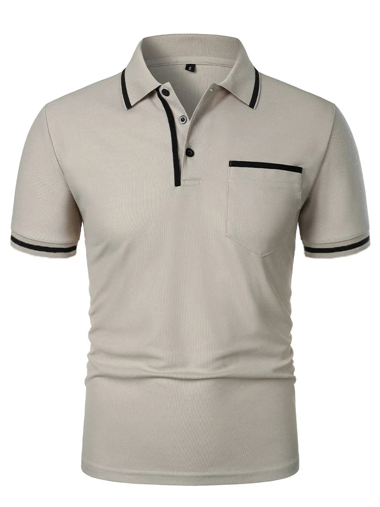 Luxe Lapel Solid Color Men's Short Sleeve Polo ATHLEXES