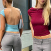 Blue Y2K Backless Crop Top for Women ATHLEXES