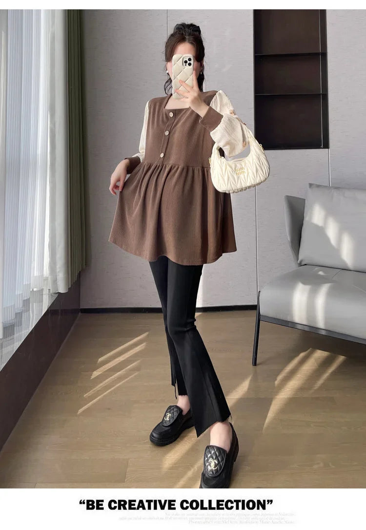 Chic Spring Maternity Patchwork Blouse ATHLEXES