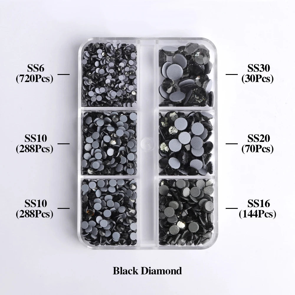 GlamCrystal 1540Pcs Hotfix Glass Rhinestones Set SS6-SS30 ATHLEXES