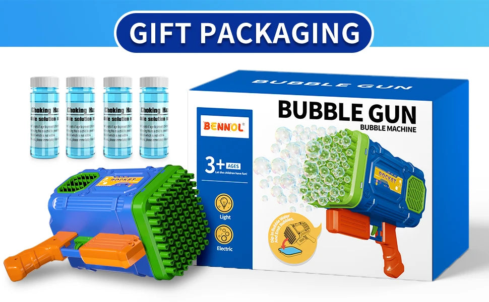 RocketBlast Automatic Bubble Gun for Kids ATHLEXES