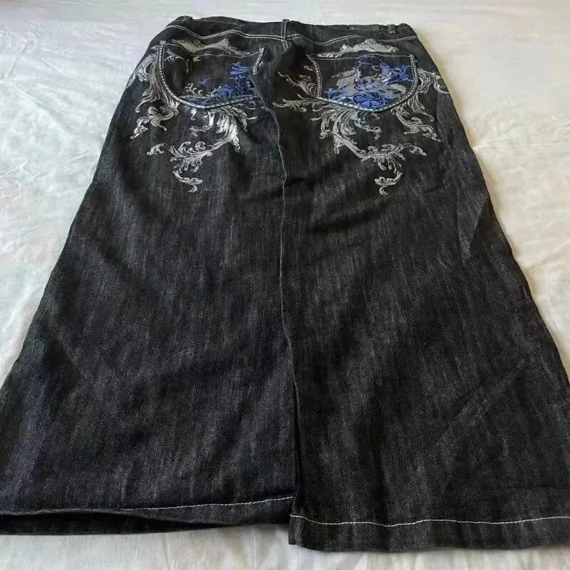 Retro Spliced Denim Trousers for Trendy Couples ATHLEXES