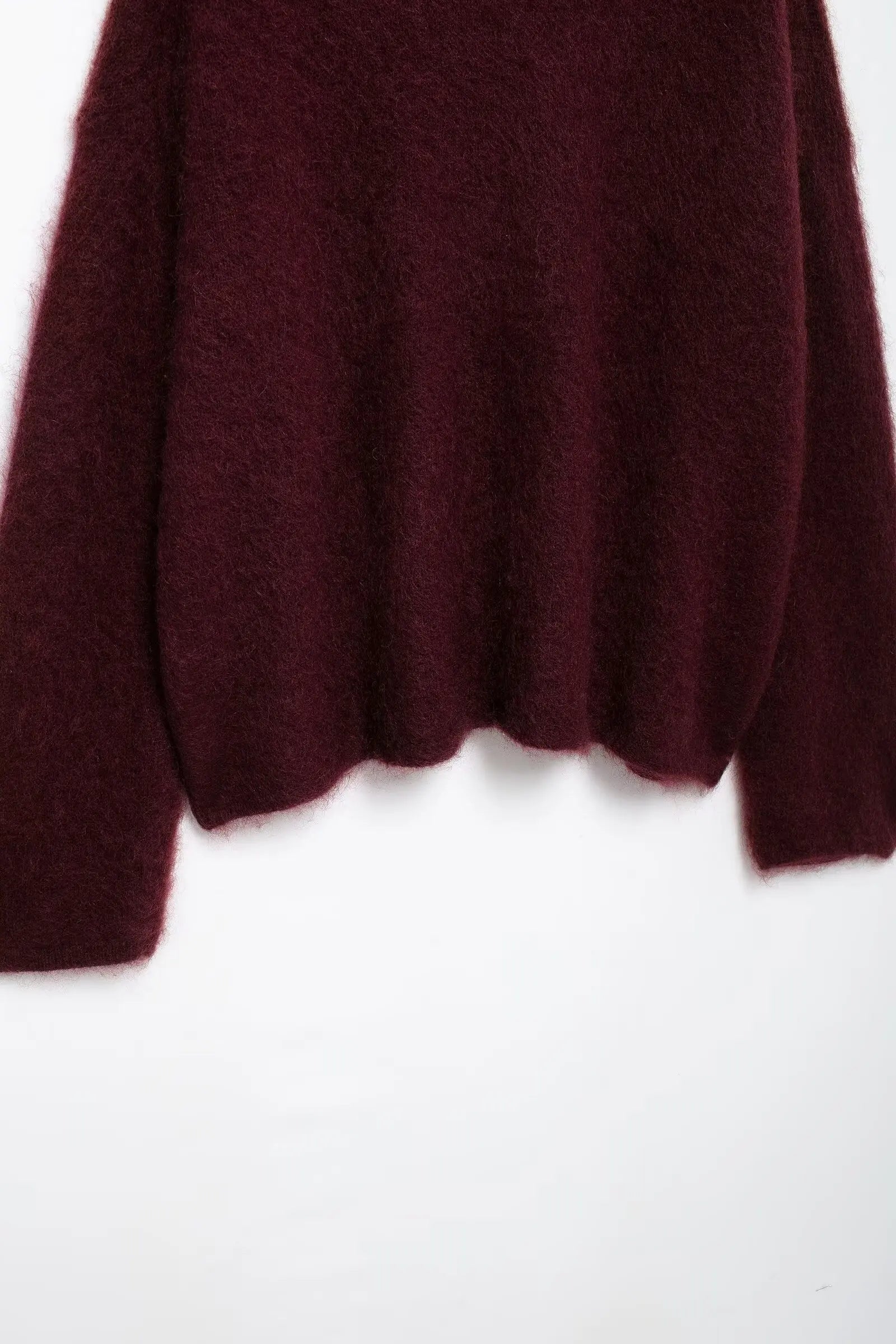 TRAFZA Winter Women Burgundy Long Sleeve Pullovers Casual O-neck Loose Fluffy Fuzzy Jumper Sweater Female Fashion Knitted Tops ATHLEXES