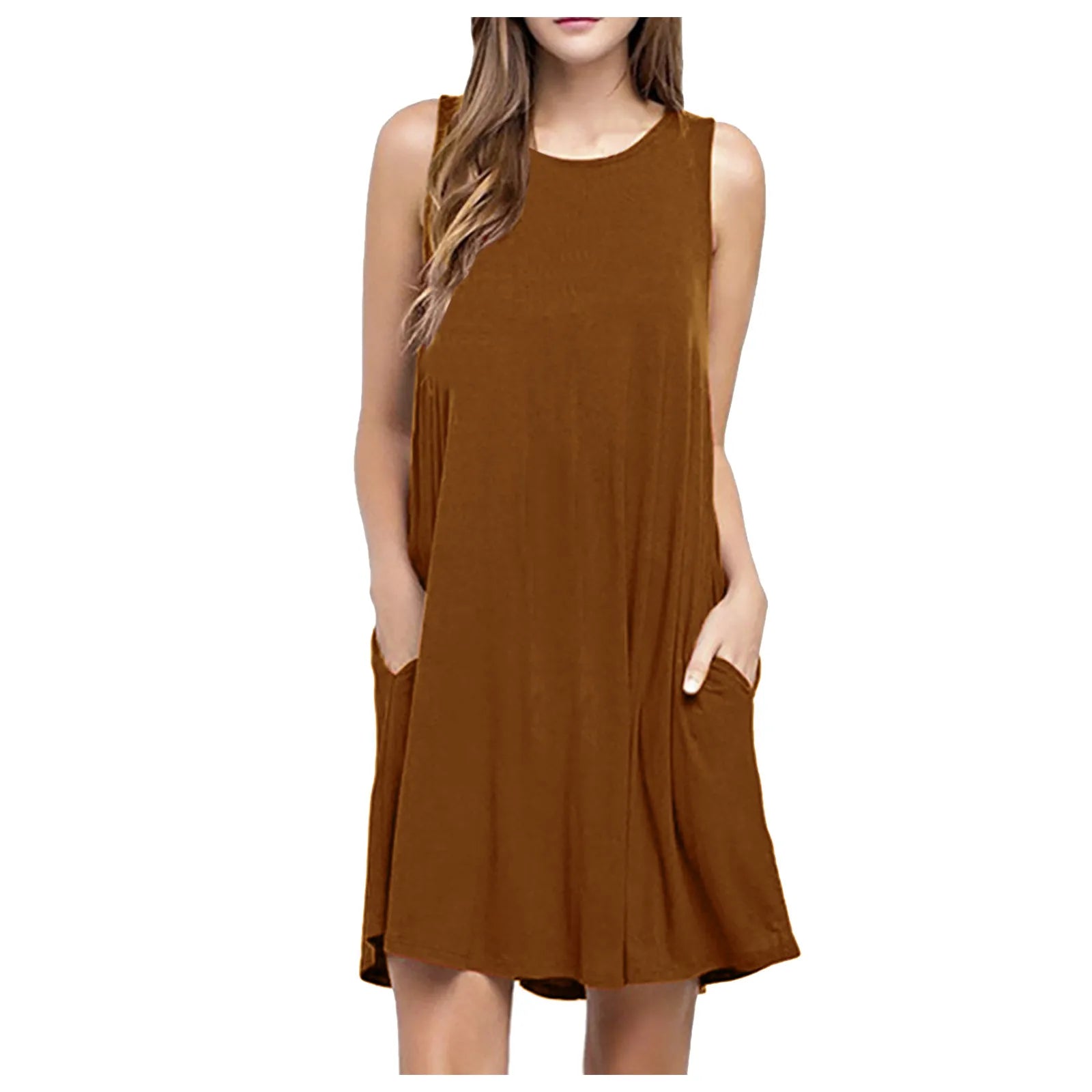Elegant Summer Pleated Tank Dress with Pockets ATHLEXES