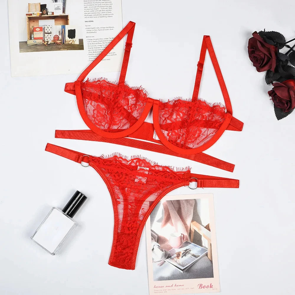 Sexy Lingerie Woman Lace Transparent Underwear Bra Set ATHLEXES