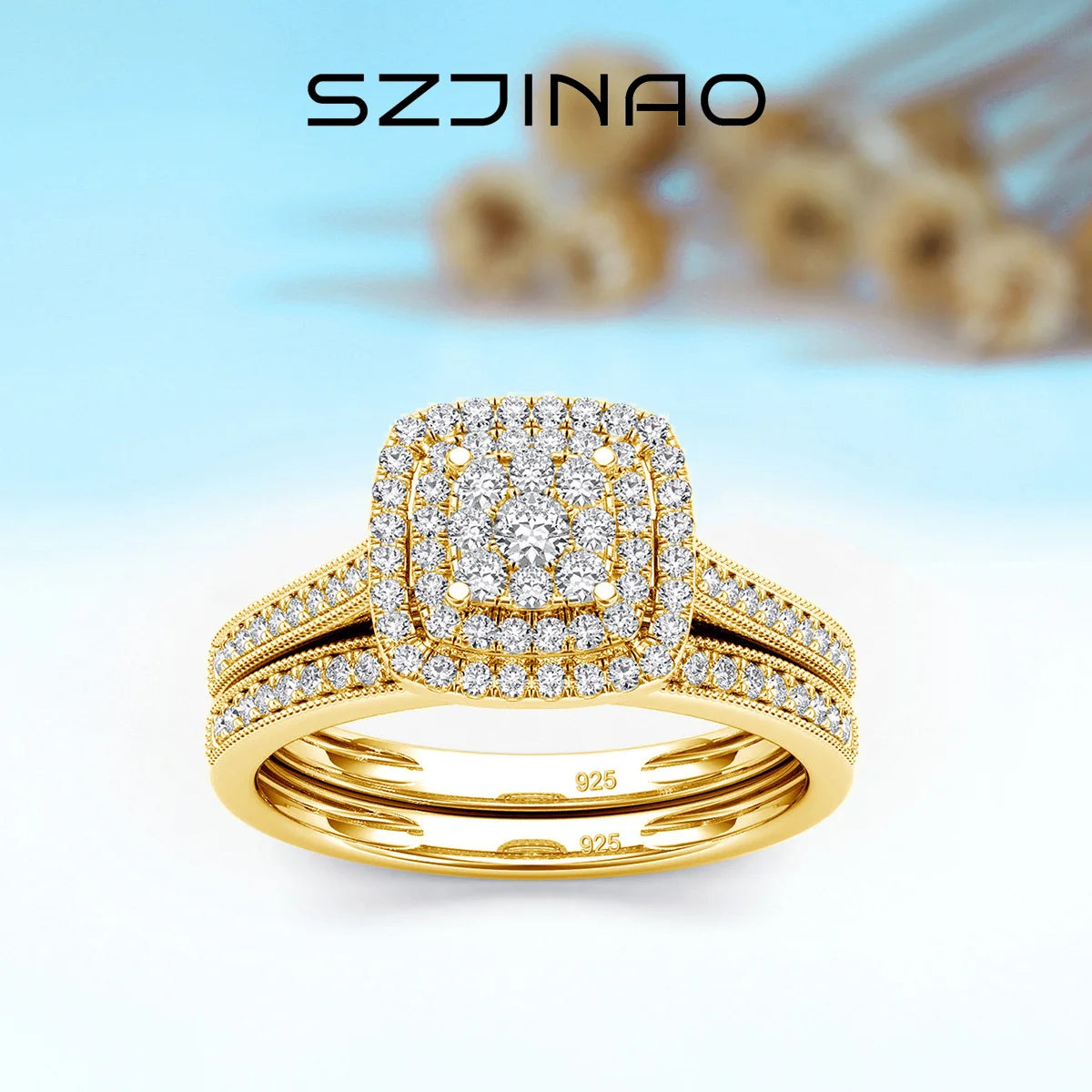 Romantic 925 Silver Bridal Double Rings Set ATHLEXES