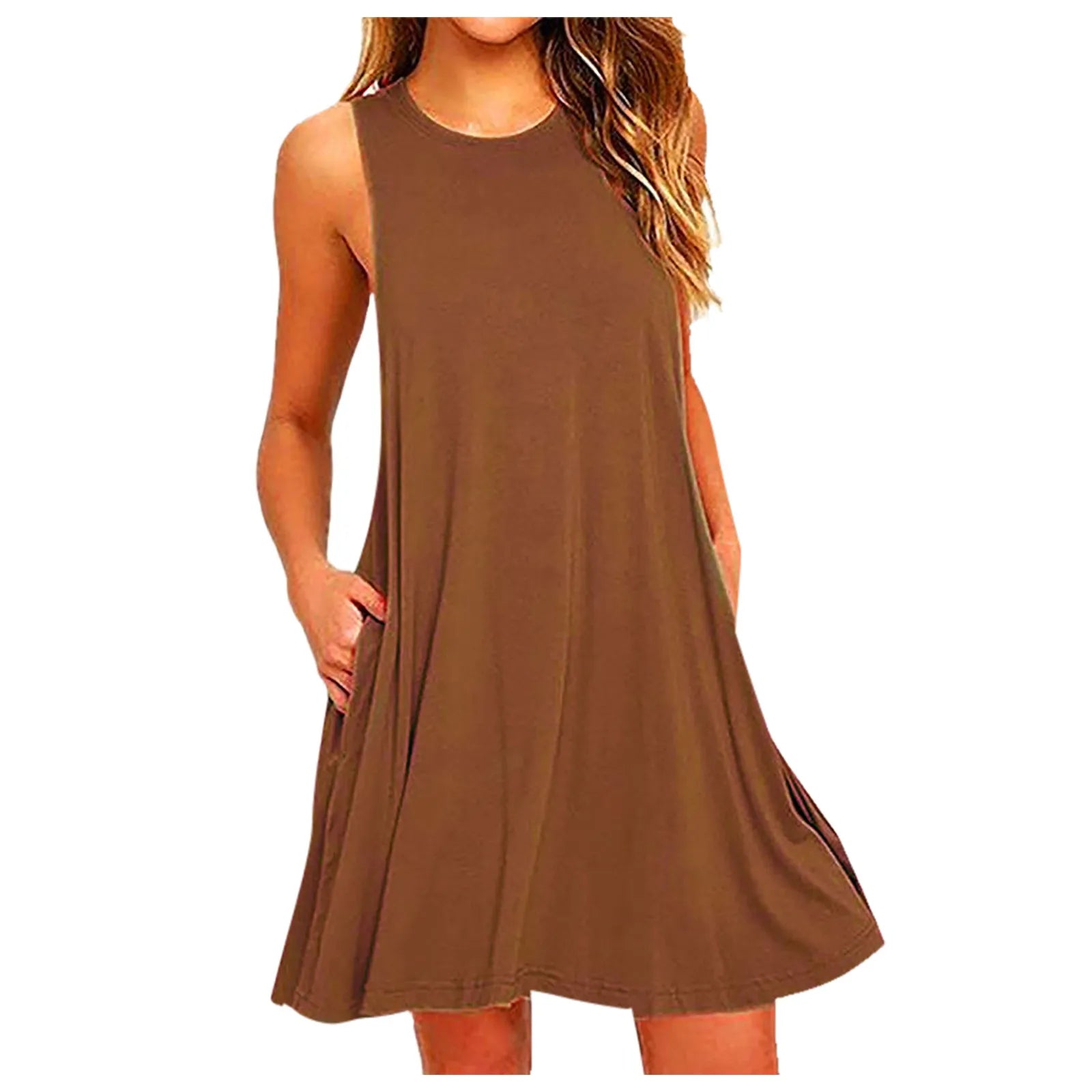 Elegant Summer Pleated Tank Dress with Pockets ATHLEXES