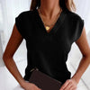 Elegant Khaki V-Neck Summer Blouse for Women ATHLEXES