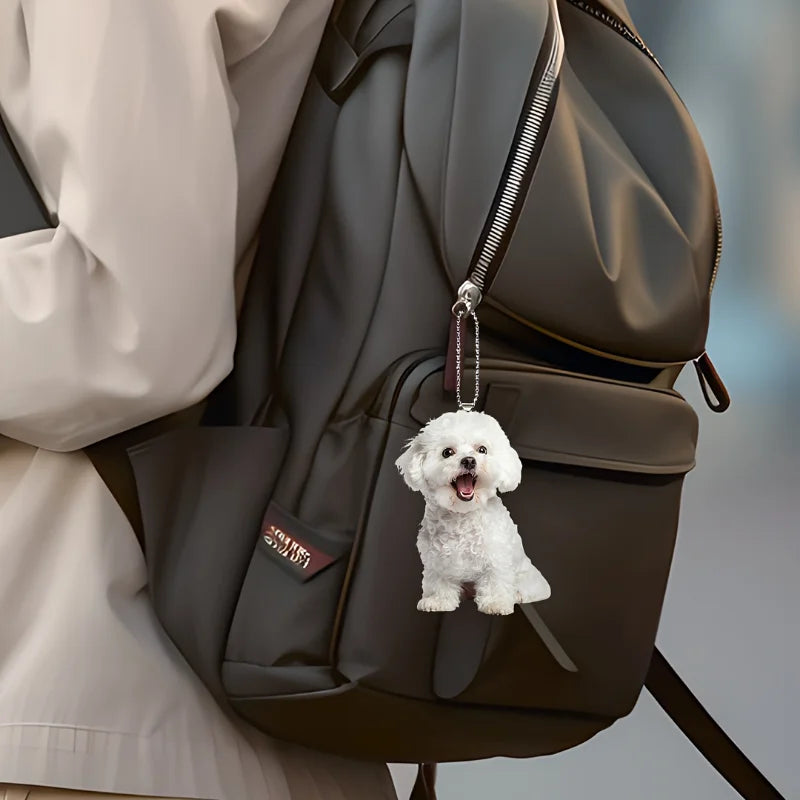 Bichon Frise Acrylic Keychain Charm ATHLEXES