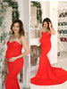 Elegant Strapless Black Maxi Dress with Front Slit ATHLEXES