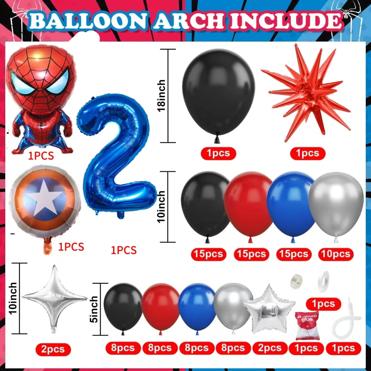 Spiderman Superhero Balloon Garland Kit ATHLEXES