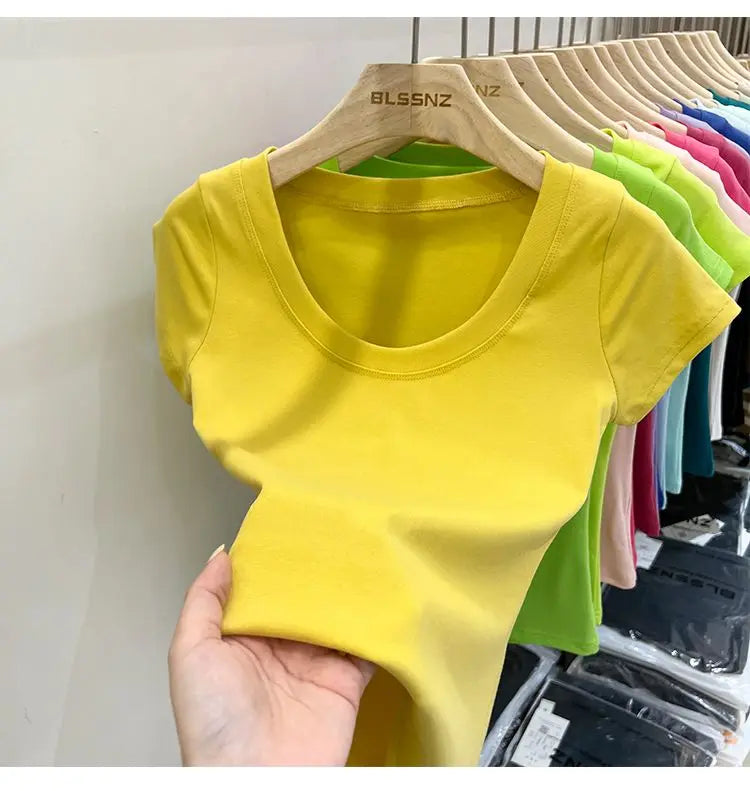 Cotton U-Neck Slimming Summer Tee for Women ATHLEXES