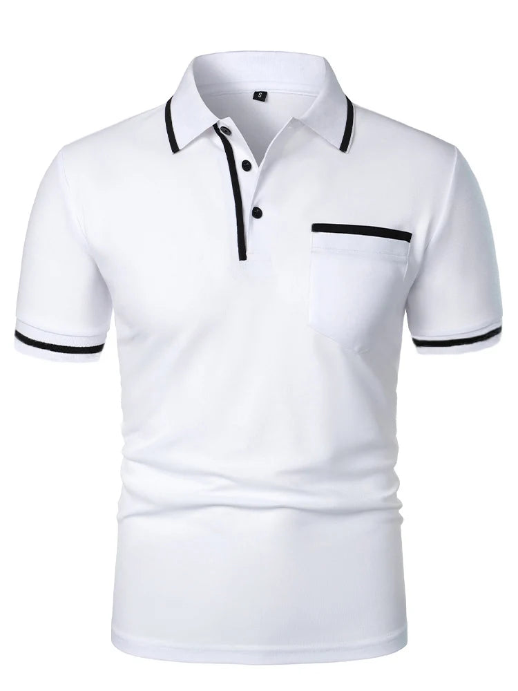 Luxe Lapel Solid Color Men's Short Sleeve Polo ATHLEXES